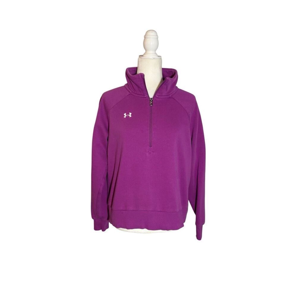 Under Armour 1/4 zip mock sweatshirt in raspberry - S